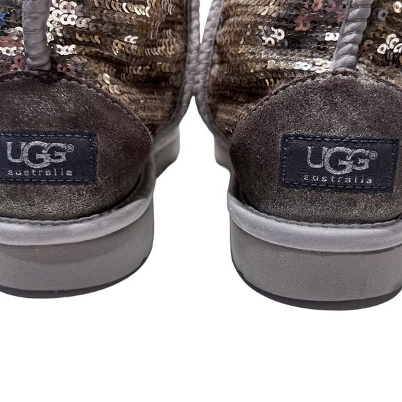 Gold Glitter Classic Ugg Boots Size 7 Great Condition F19012D Comfy & Stylish - Picture 6 of 13